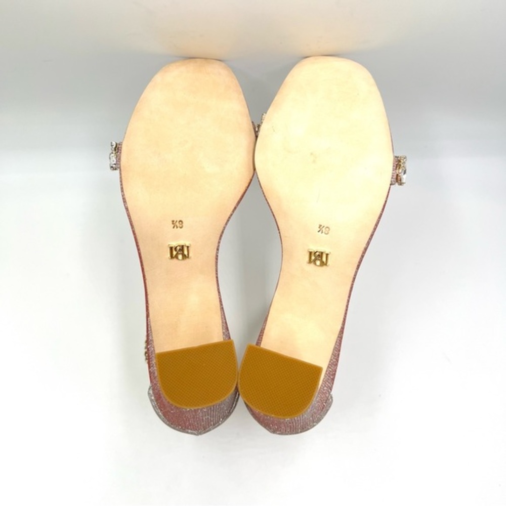 Badgley Mischka Size 8.5 Pink Silver Block‎ Heels Open Toe Dress Sandal Shoes - Picture 9 of 14
